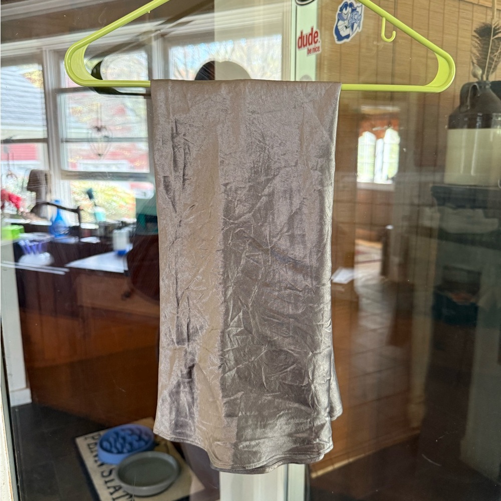 Aritzia (Babaton) Grey/Tan Slip Satin Maxi Skirt